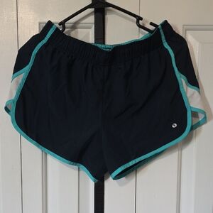 Xersion Women's Black and Aqua Athletic Shorts